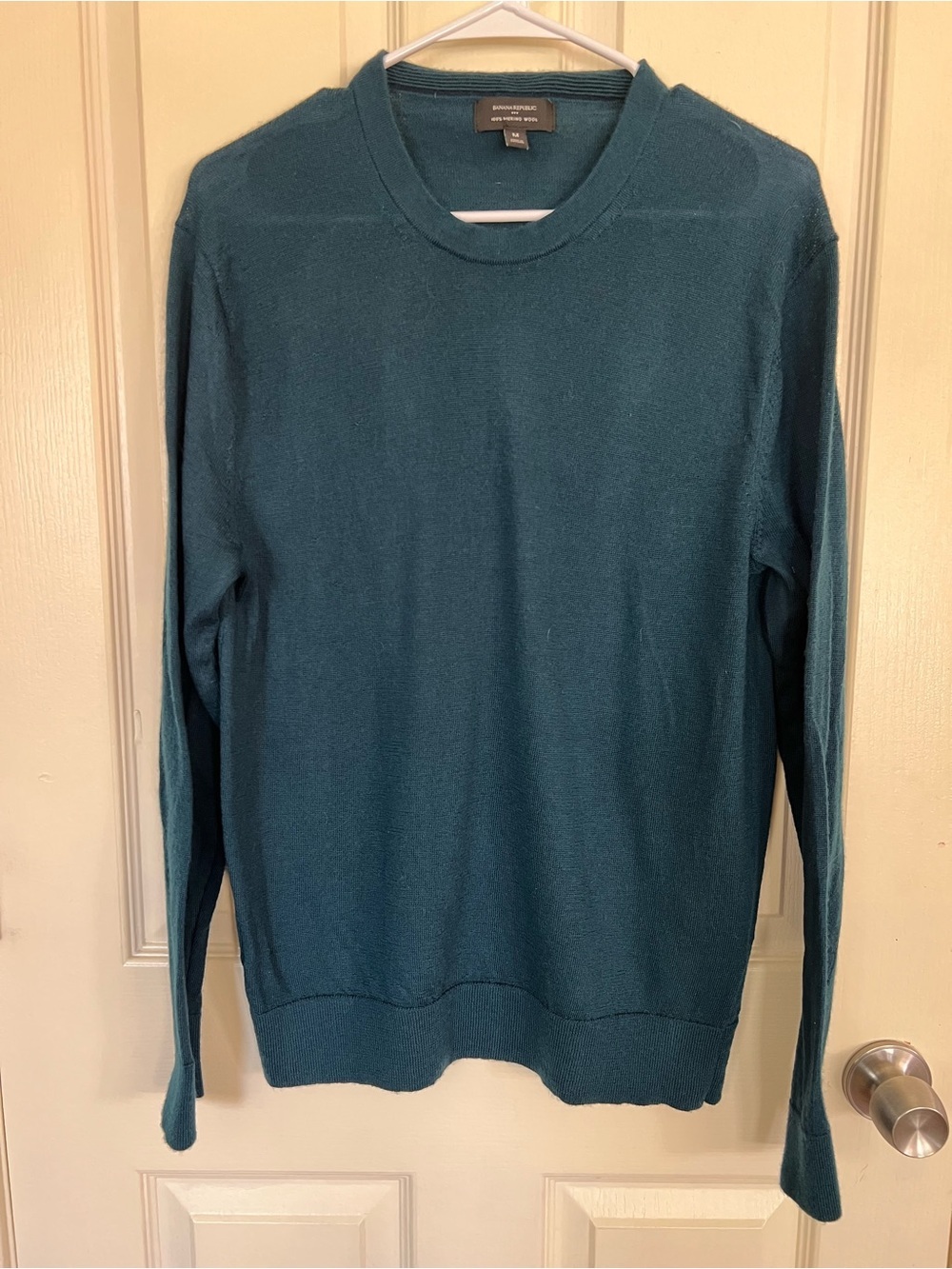 Banana Republic 100% Merino Wool Crewneck Sweater Teal Blue Green Medium